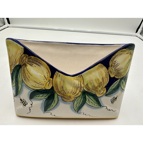 Deruta Italy Pottery Mail Planter/Letter Holder 9 x 6 x 4 Bees Signed Fratelli - Picture 1 of 7
